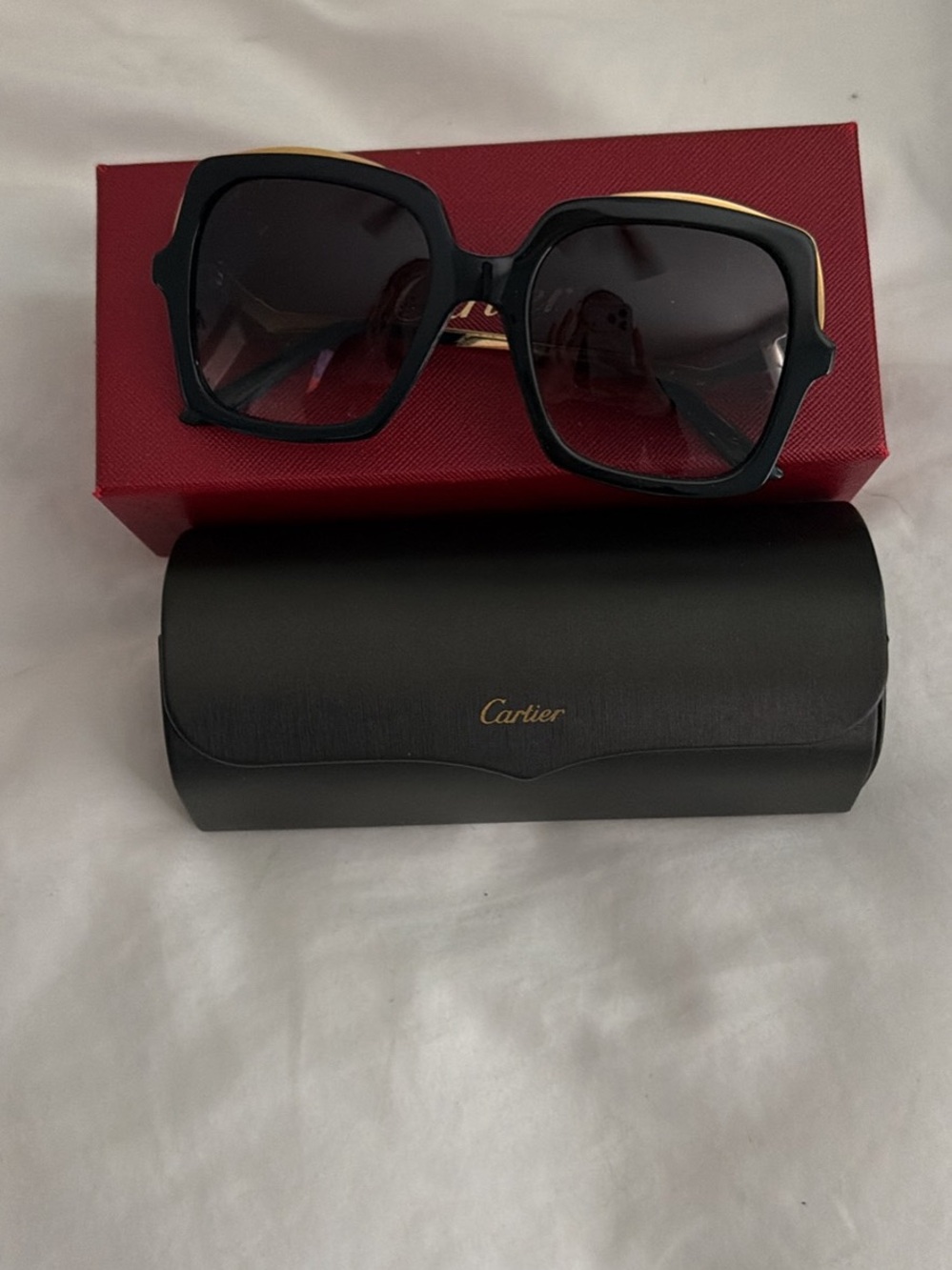 Cartier Black Sunglasses with Gold Trim